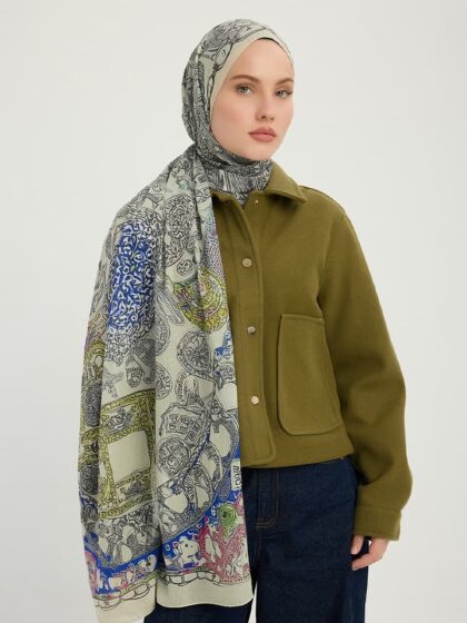 Sonsuz Aşk Yeşil Efilia Desenli Şal 70x190 cm