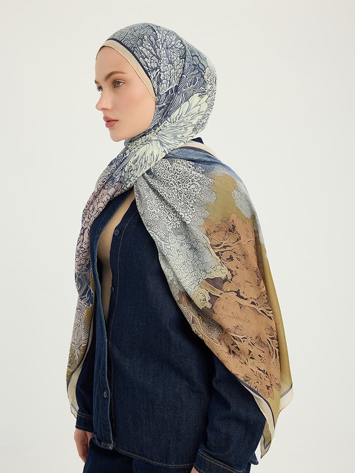 Sessiz Mevsimler Gold Efilia Desenli Şal 70x190 cm