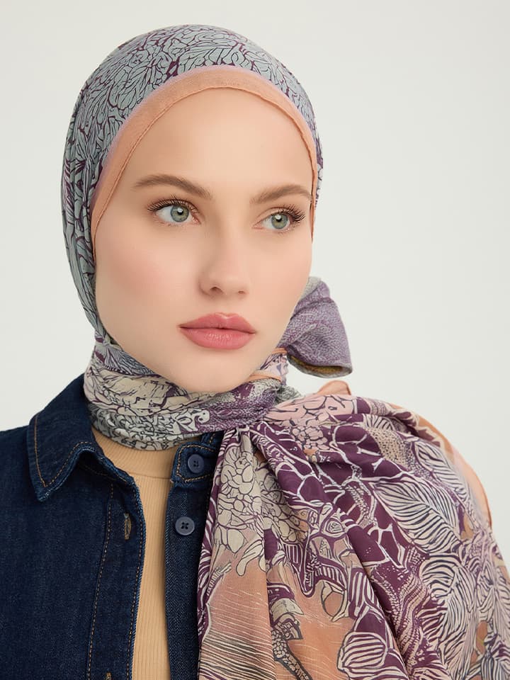 Sessiz Mevsimler Turuncu Efilia Desenli Şal 70x190 cm