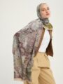 Sessiz Mevsimler Kahverengi Efilia Desenli Şal 70x190 cm