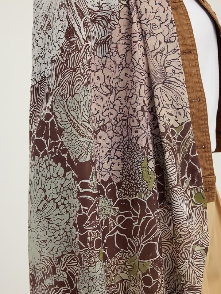 Sessiz Mevsimler Kahverengi Efilia Desenli Şal 70x190 cm
