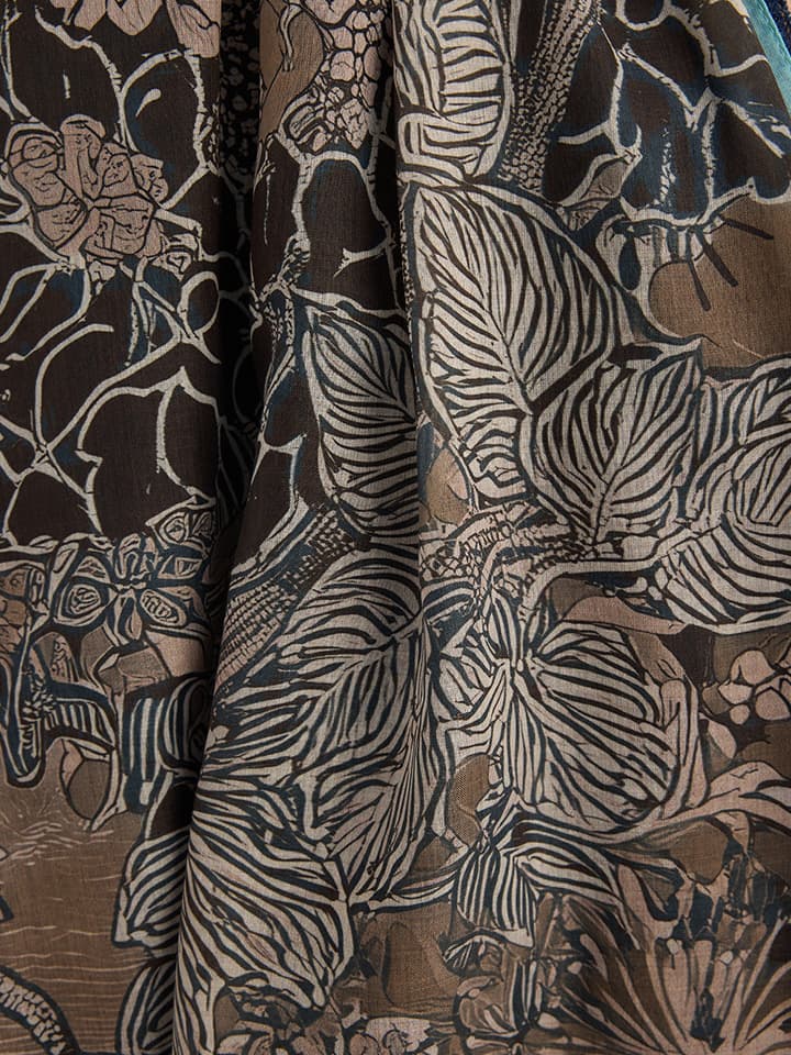 Sessiz Mevsimler Mavi Efilia Desenli Şal 70x190 cm