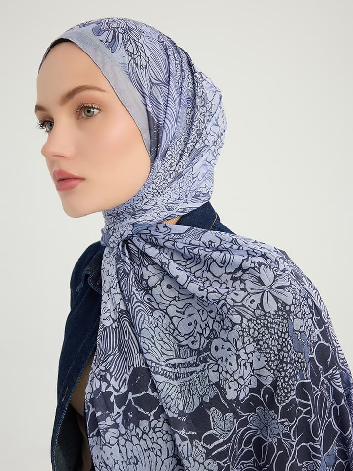 Sessiz Mevsimler Mor Efilia Desenli Şal 70x190 cm