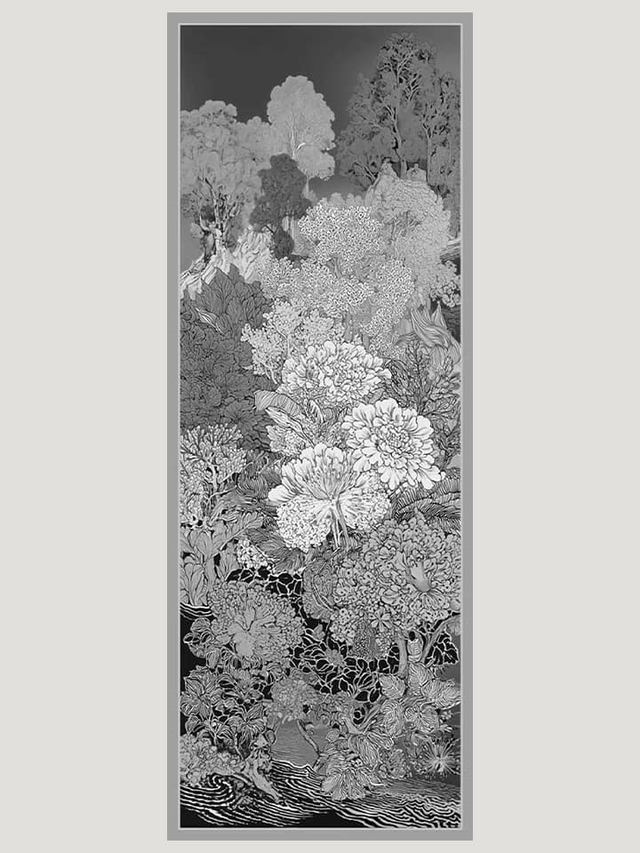 Sessiz Mevsimler Siyah Efilia Desenli Şal 70x190 cm