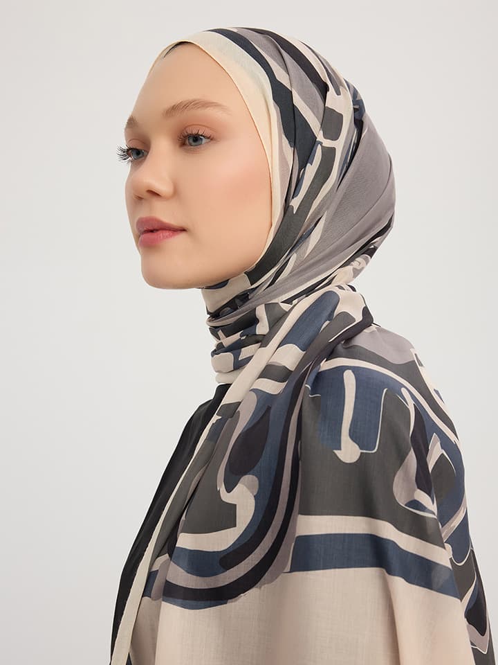 Pastel Yolculuk Bej Efilia Desenli Şal 70x190 cm