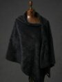 Çıtçıtlı Premium Omuz Şalı Panço - Siyah