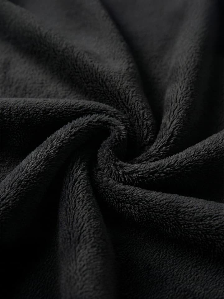 Çıtçıtlı Premium Omuz Şalı Panço - Siyah