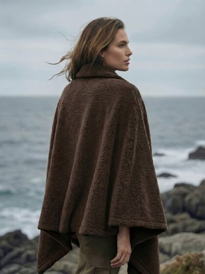 çıtçıtlı premium omuz şalı panço -1