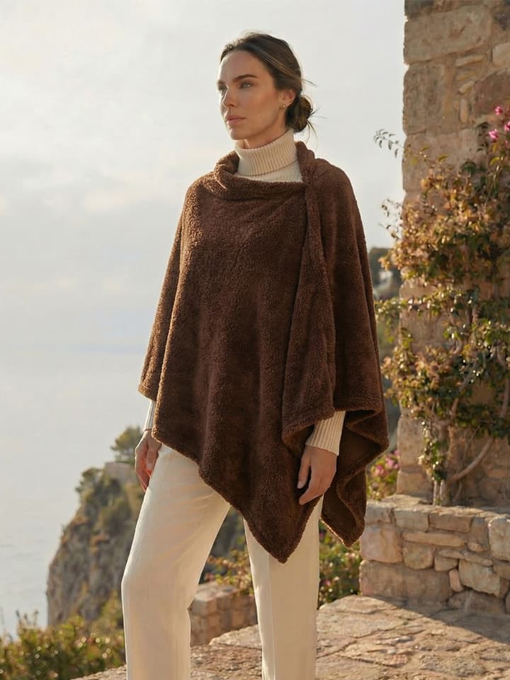 çıtçıtlı premium omuz şalı panço -2