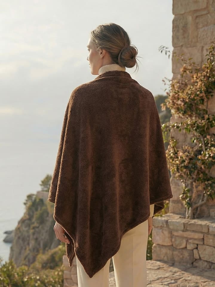 çıtçıtlı premium omuz şalı panço