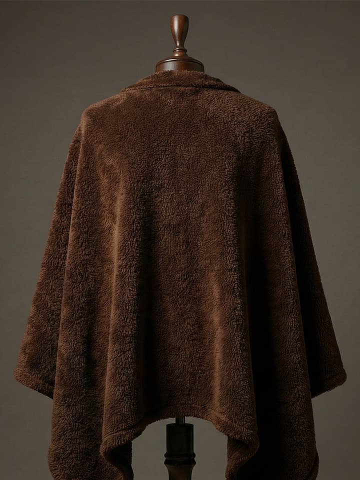 çıtçıtlı premium omuz şalı panço